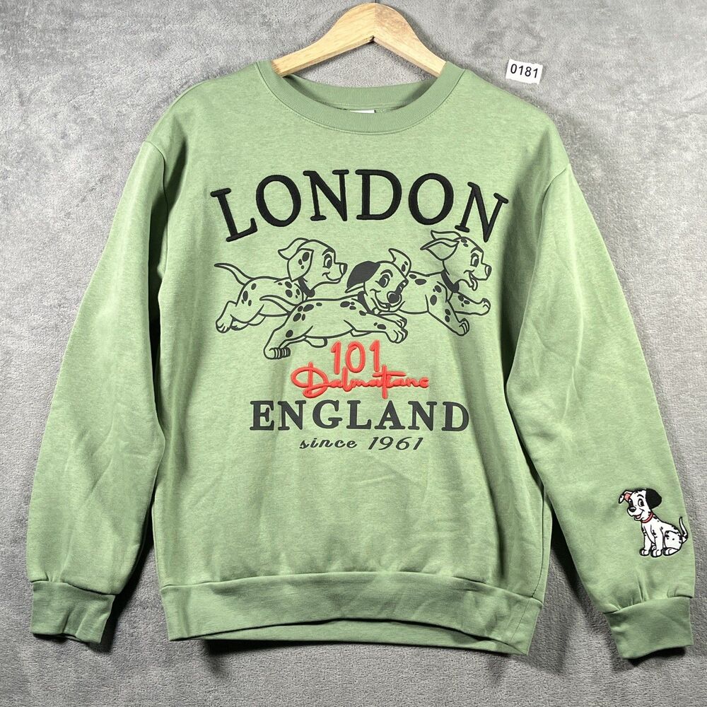 Disney 101 Dalmatians Green Crewneck Sweatshirt London, England, M